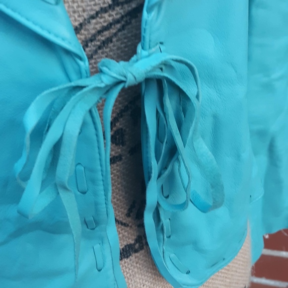 One Girl Who Leather Sweater Jacket Fringe Small - Picture 3 of 8